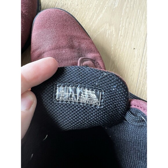 Dr Doc Martens Burgundy Red Canvas Shoreditch Lace Up Airwave Combat Boots Sz 8 - Picture 8 of 9